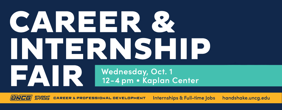 Career and Internship Fair. Wednesday, October 1, 12-4 pm Kaplan Center